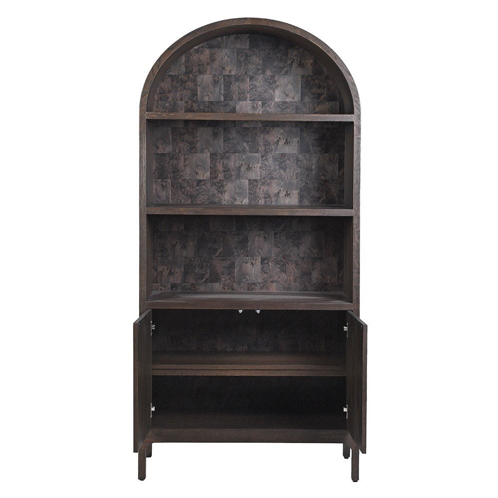 Brown Arched Cabinet – Elegant Storage Solution - LUXONAS