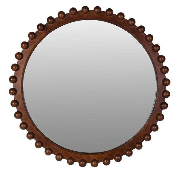 Brown Ball Round Wall Mirror - Elegant Home Decor