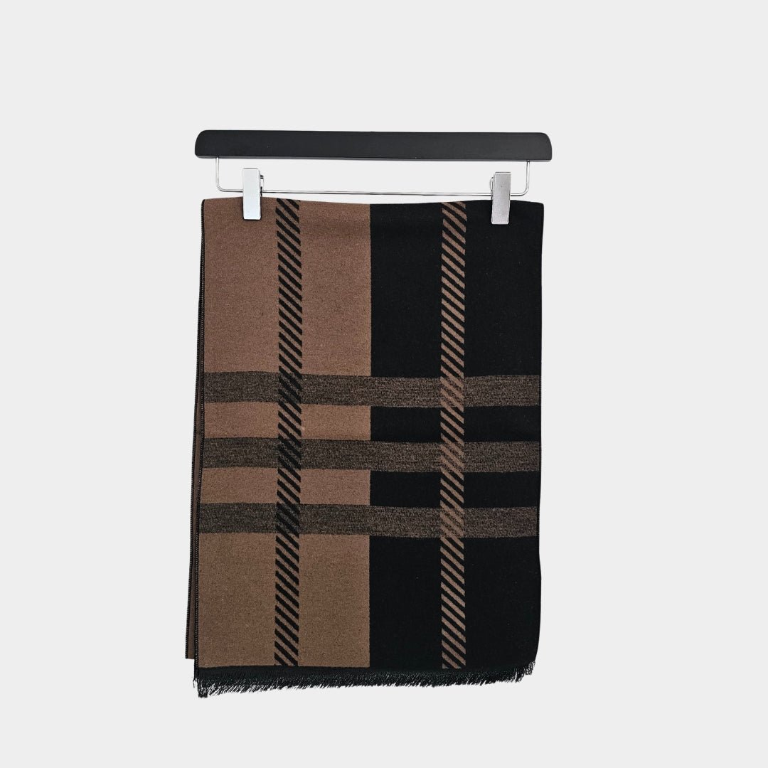 Brown & Black Lined Scarf - Stylish and Versatile Accessory