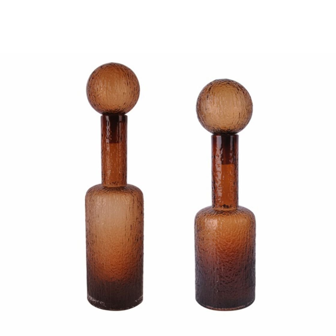 Brown Bottle Vase w/Ball Top 49cm - LUXONAS