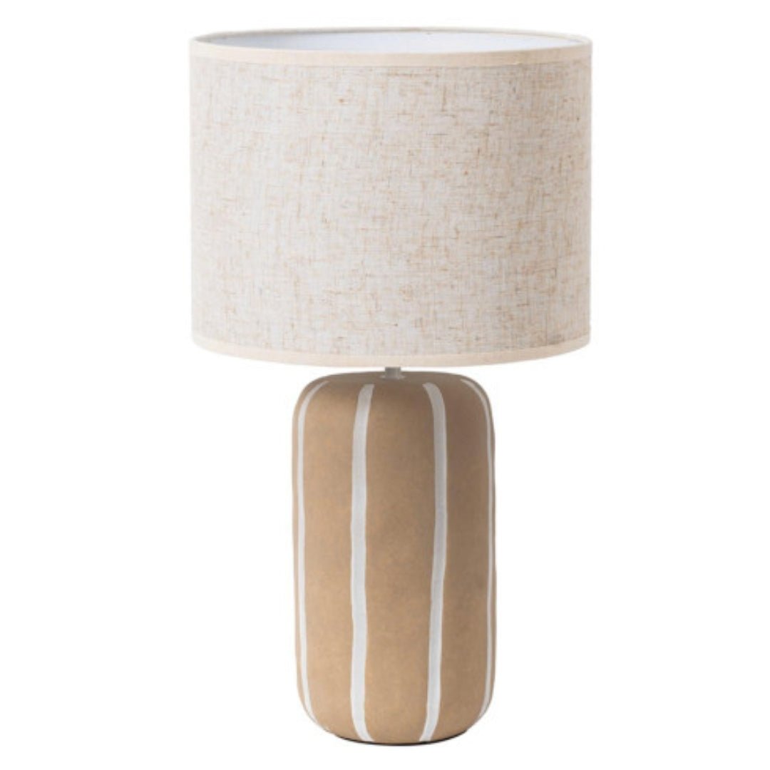Brown Striped Ceramic Table Lamp - LUXONAS