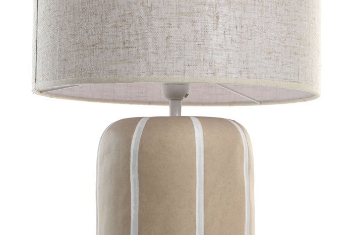 Brown Striped Ceramic Table Lamp - LUXONAS