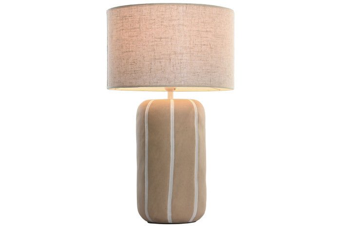 Brown Striped Ceramic Table Lamp - LUXONAS