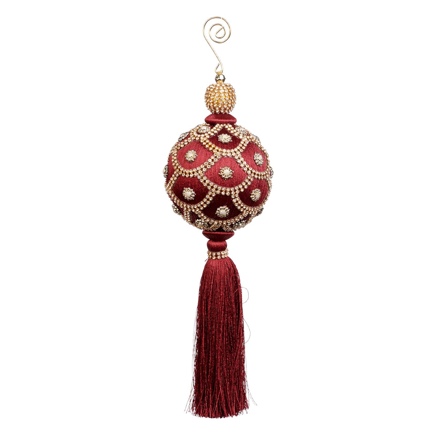 Burgundy Hanging Yarn Ball Top Tassel - LUXONAS