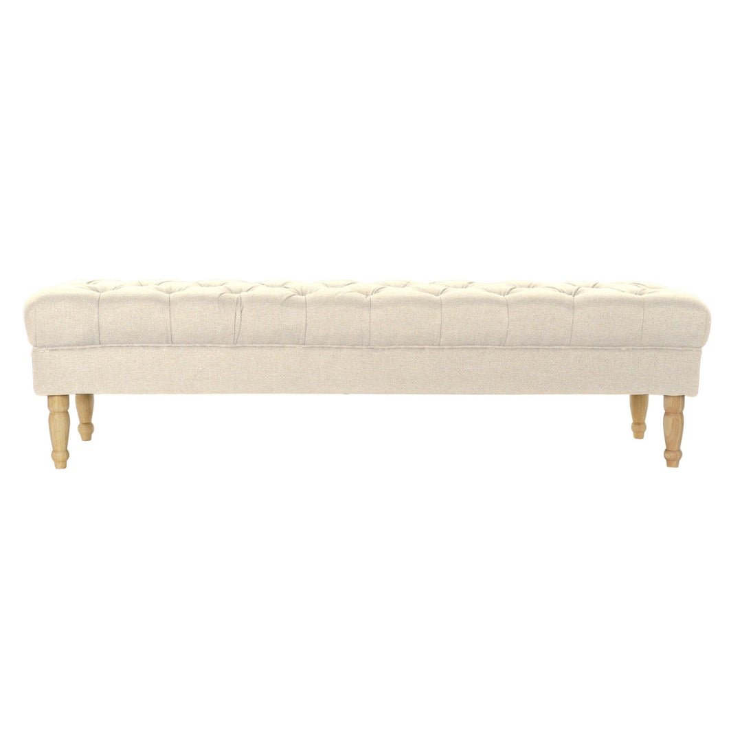 Buttoned Cream Bench - Elegant and Functional Seating - LUXONAS