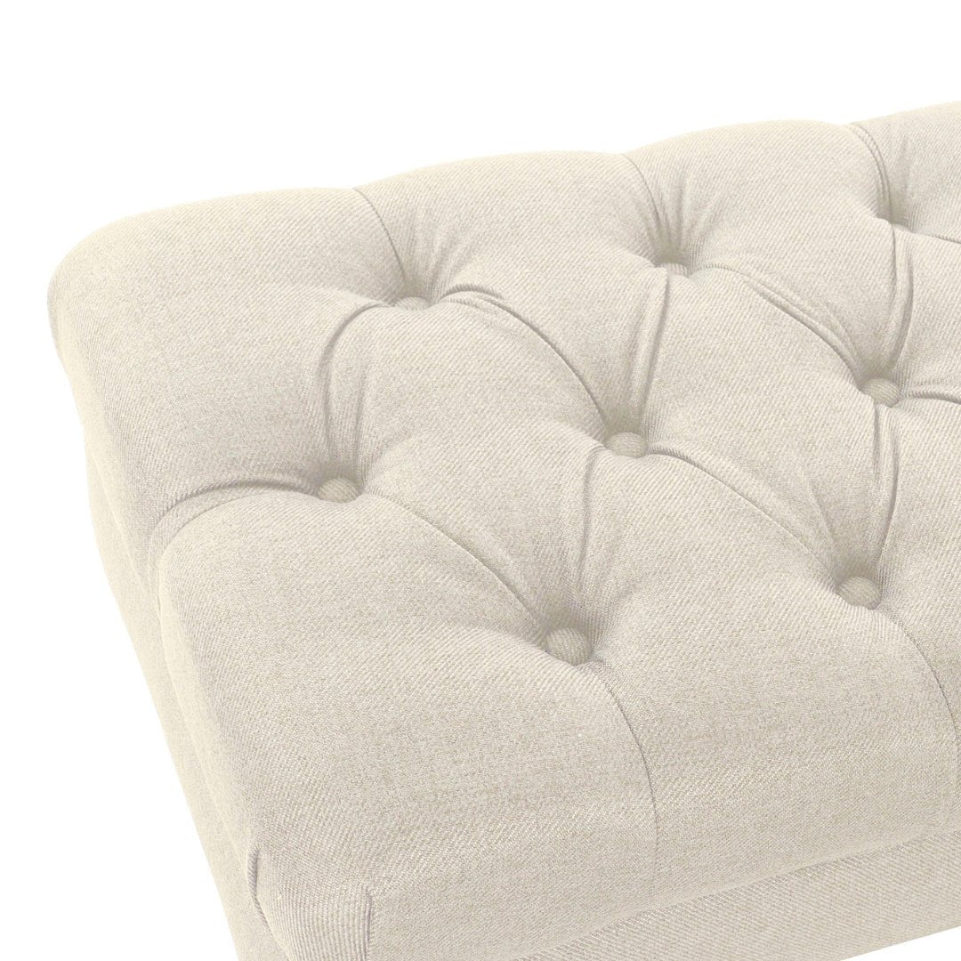 Buttoned Cream Bench - Elegant and Functional Seating - LUXONAS