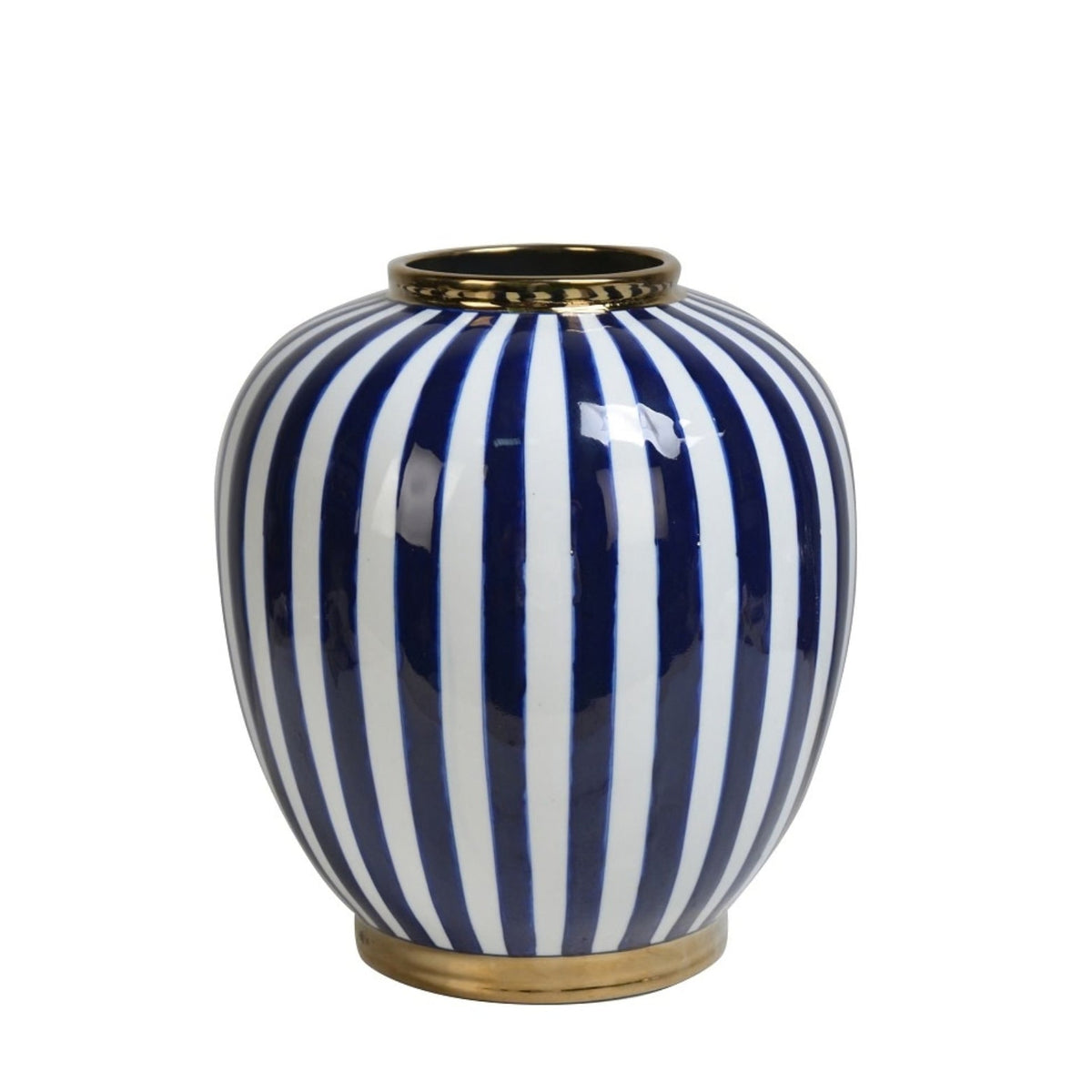 Ceramic Blue & White Vase 'Stripe'