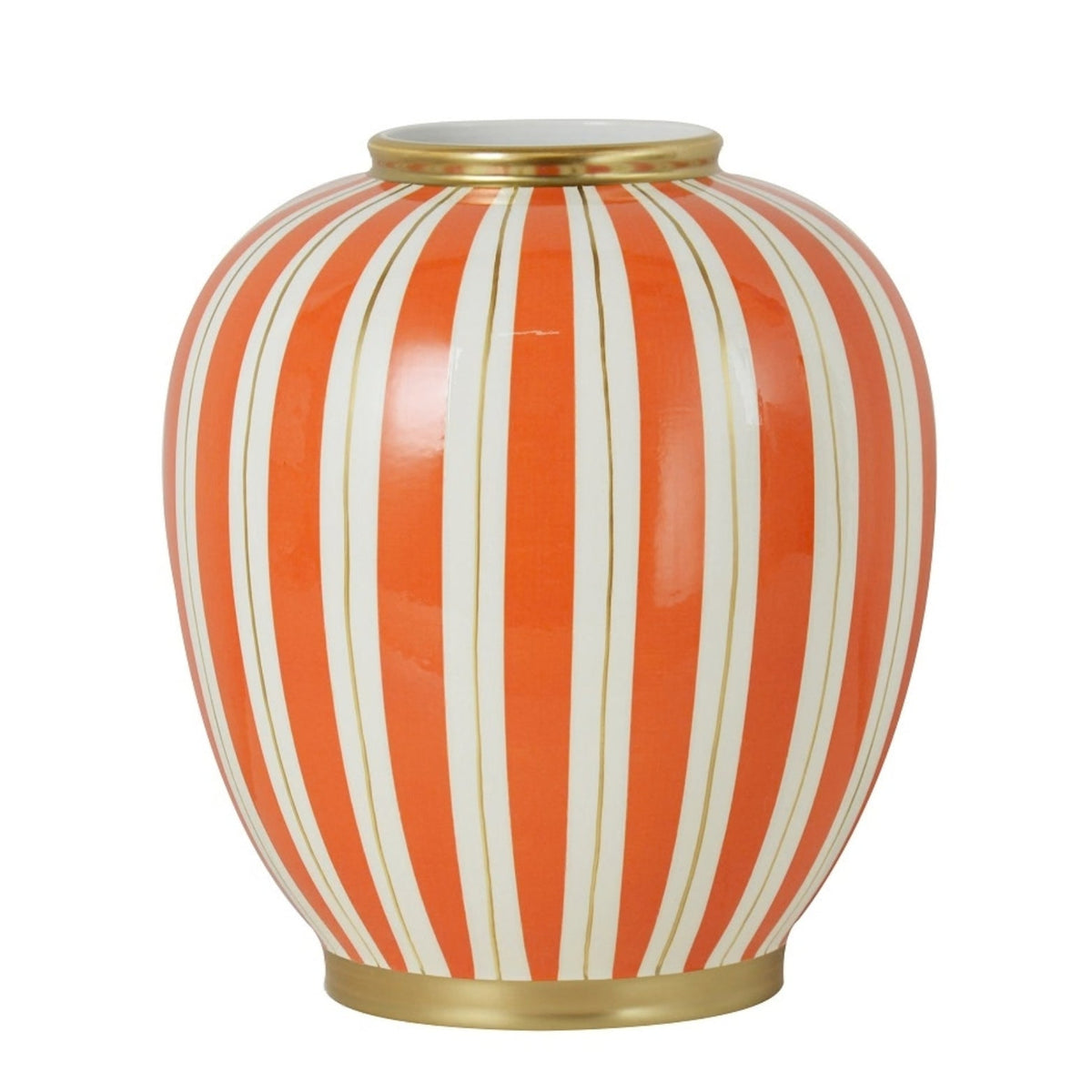 Ceramic Orange & White Vase 'Stripe'