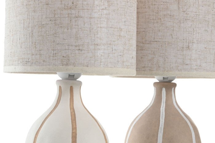 Ceramic Stripped Table Lamp - LUXONAS