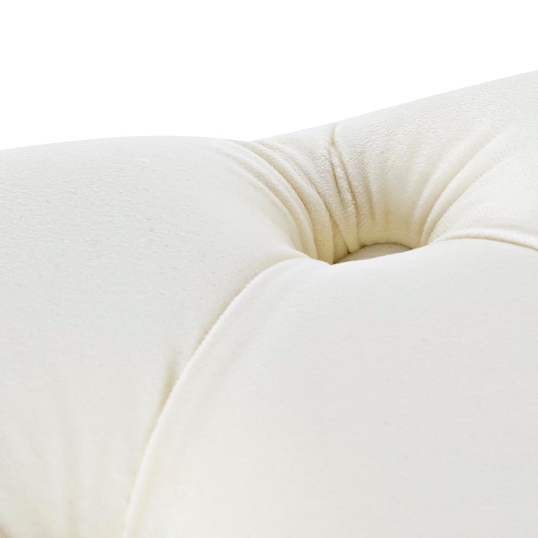 Cream Polyester Bench with Golden Metal Accents - LUXONAS