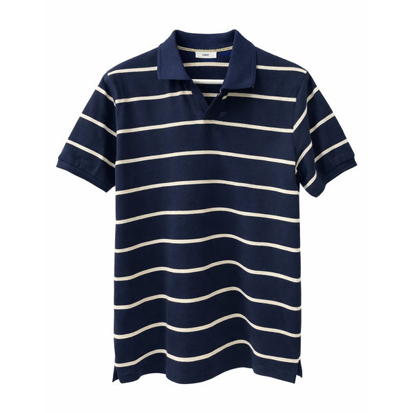 Crew Neck Striped Polo Shirt