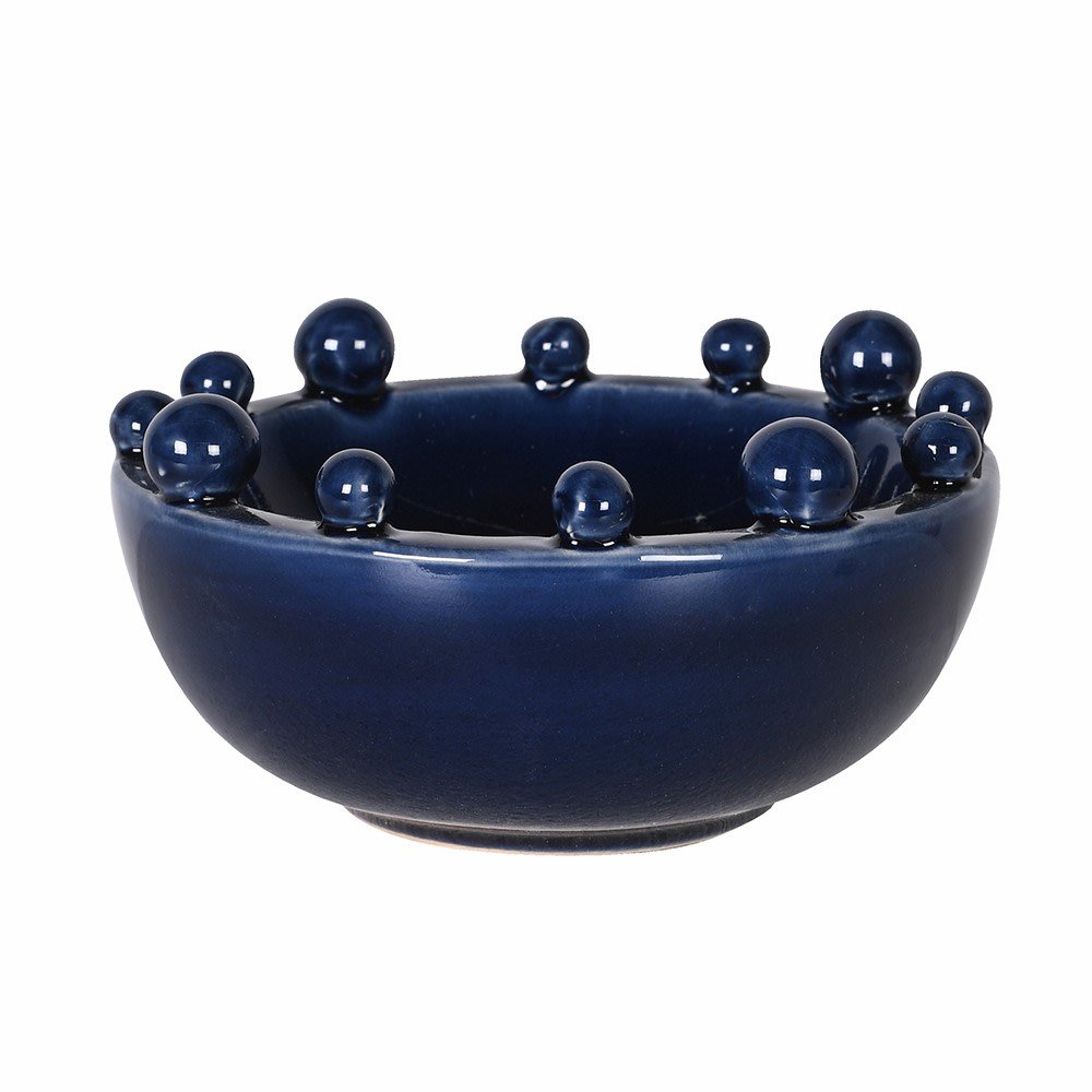 Dark Blue Small Bobble Bowl – Elegant Stoneware Dining - LUXONAS
