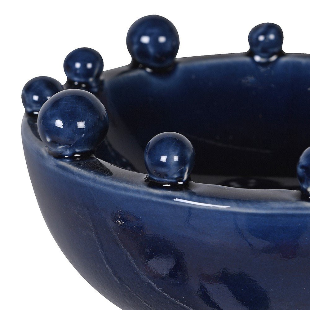 Dark Blue Small Bobble Bowl – Elegant Stoneware Dining - LUXONAS