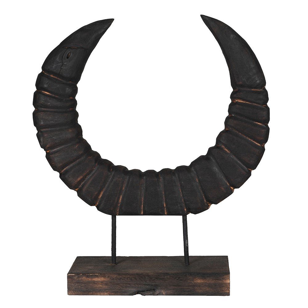 Dual Horn Deco on Stand - Elegant Wood Decor - LUXONAS