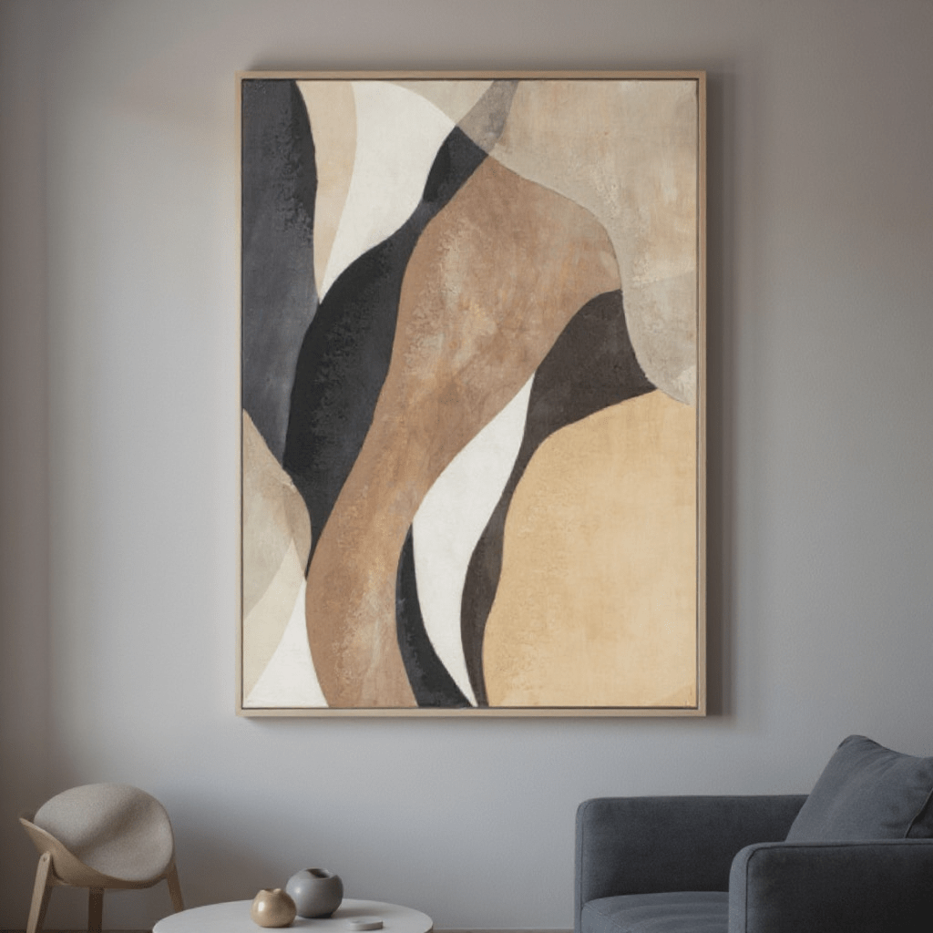 Earth Tones Abstract Picture - Hand Painted Canvas Art - LUXONAS