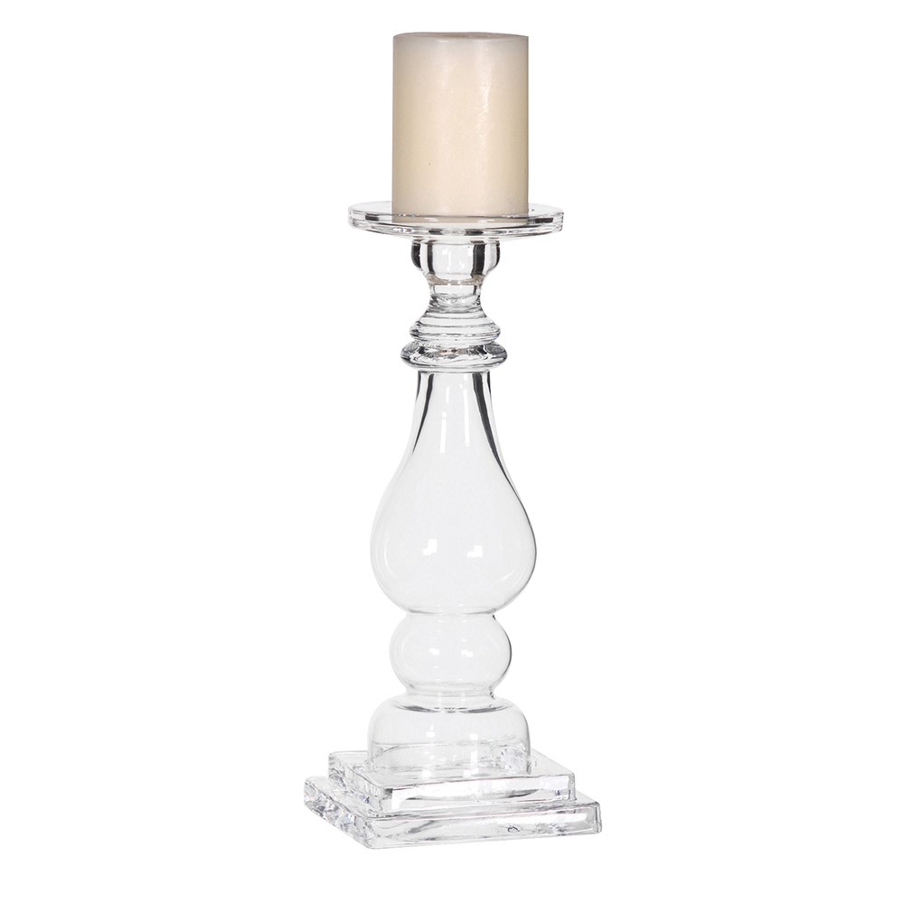 Elegant Clear Glass Candlestick - LUXONAS
