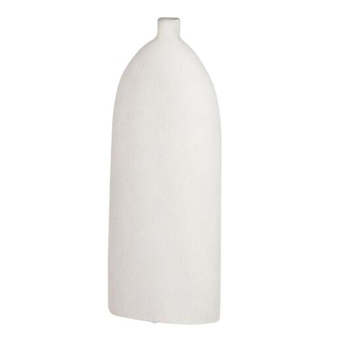 Elegant Tall Flat Ceramic Vase in Grey