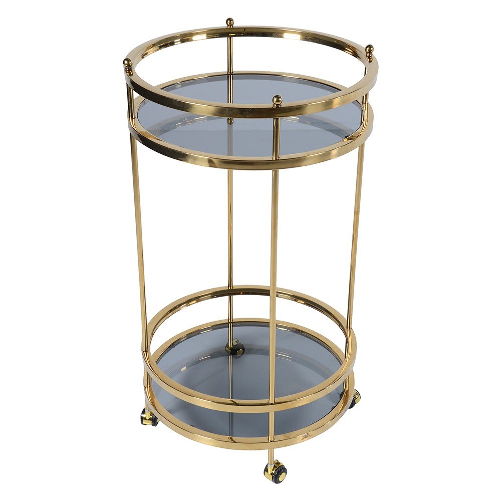 Elegant Tiered Gold Glass Trolley for Stylish Entertaining - LUXONAS
