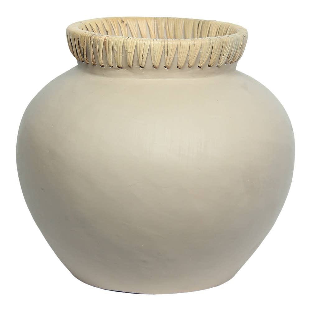 Emi Terracotta Vase with Rattan