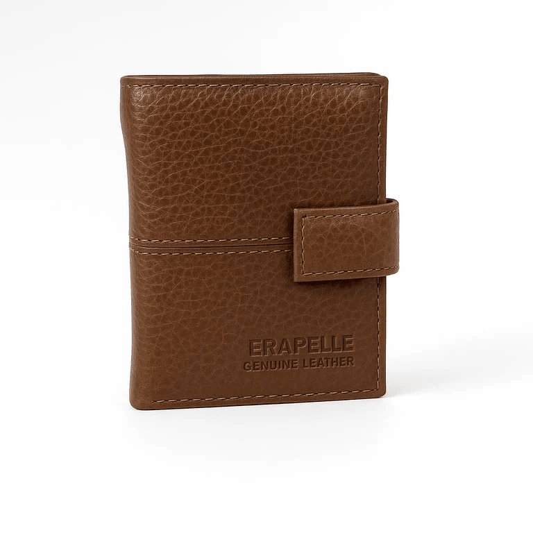 ERAPELLE Brown Leather Wallet with Strap - Premium Leather Card Holder