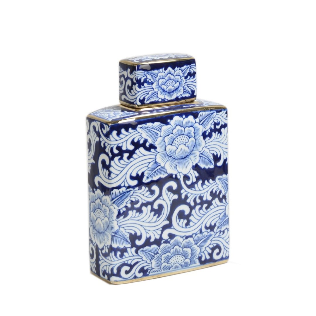 Flat Blue & Gold Jar
