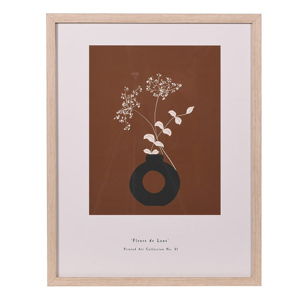 Fleurs De Lune Floral Wall Art with Wooden Frame