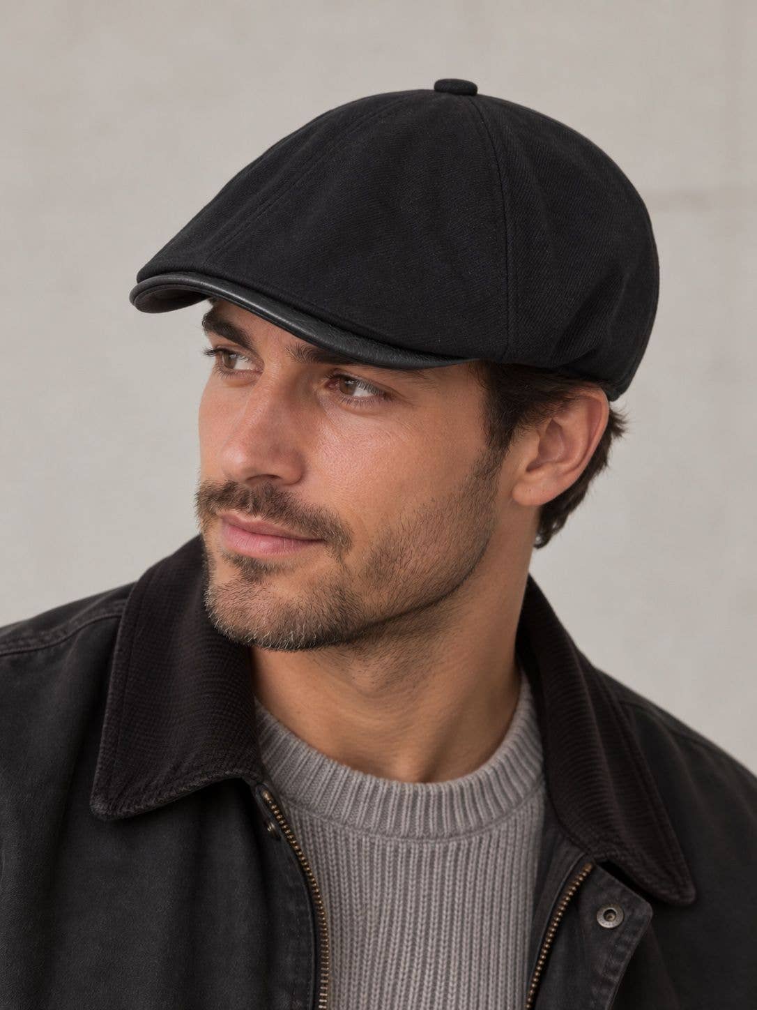 Gavroche cap Viscose Wool, men's accessory F60683: BLACK