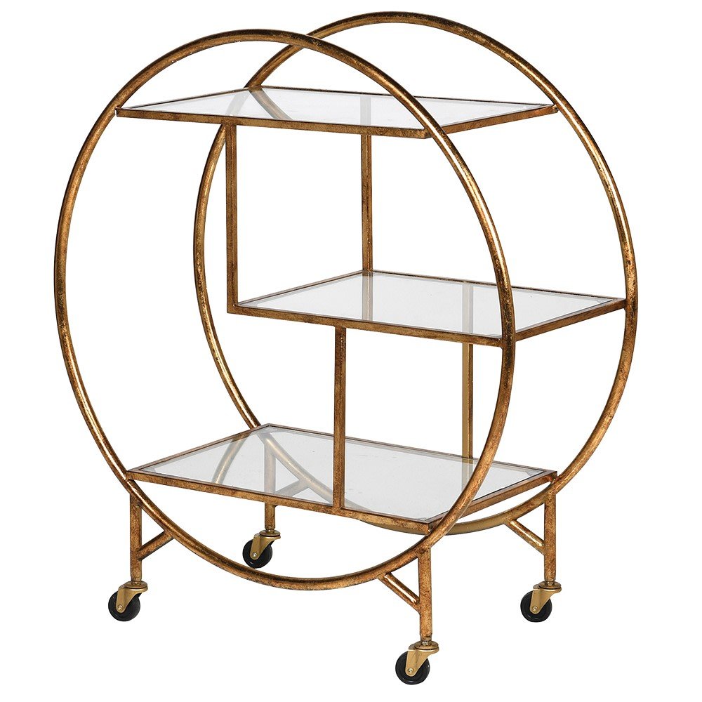 Gold 3 Tier Shelving Trolley