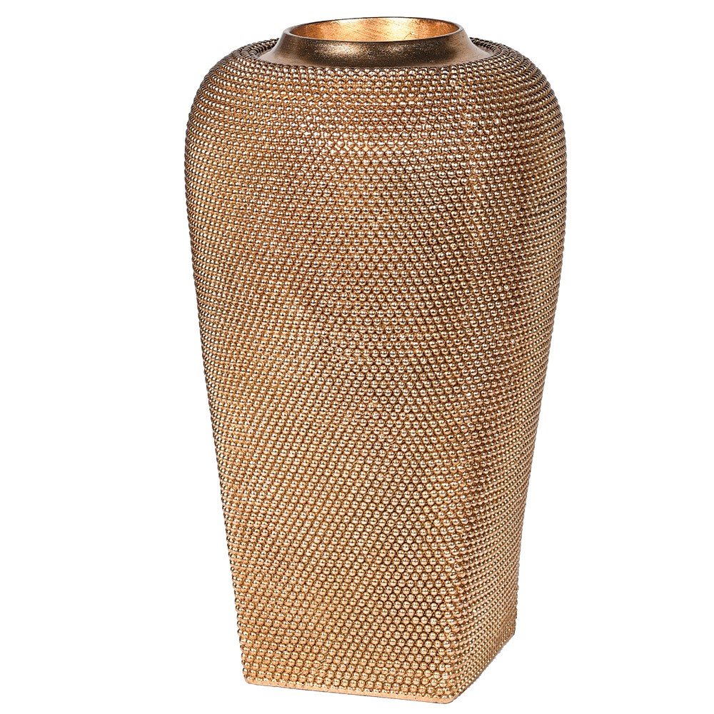 Elegant Gold Beaded Ceramic Vase
