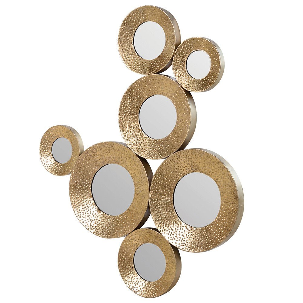 Gold Circles Wall Mirror - Elegant Decorative Accent - LUXONAS