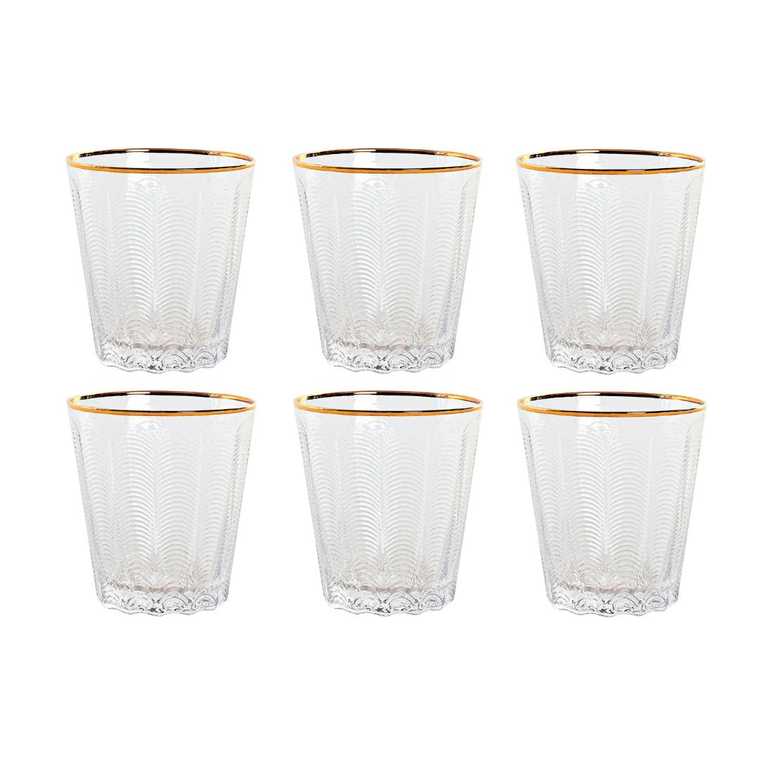 Gold Rim Water Glasses - Elegant Glassware Set - LUXONAS