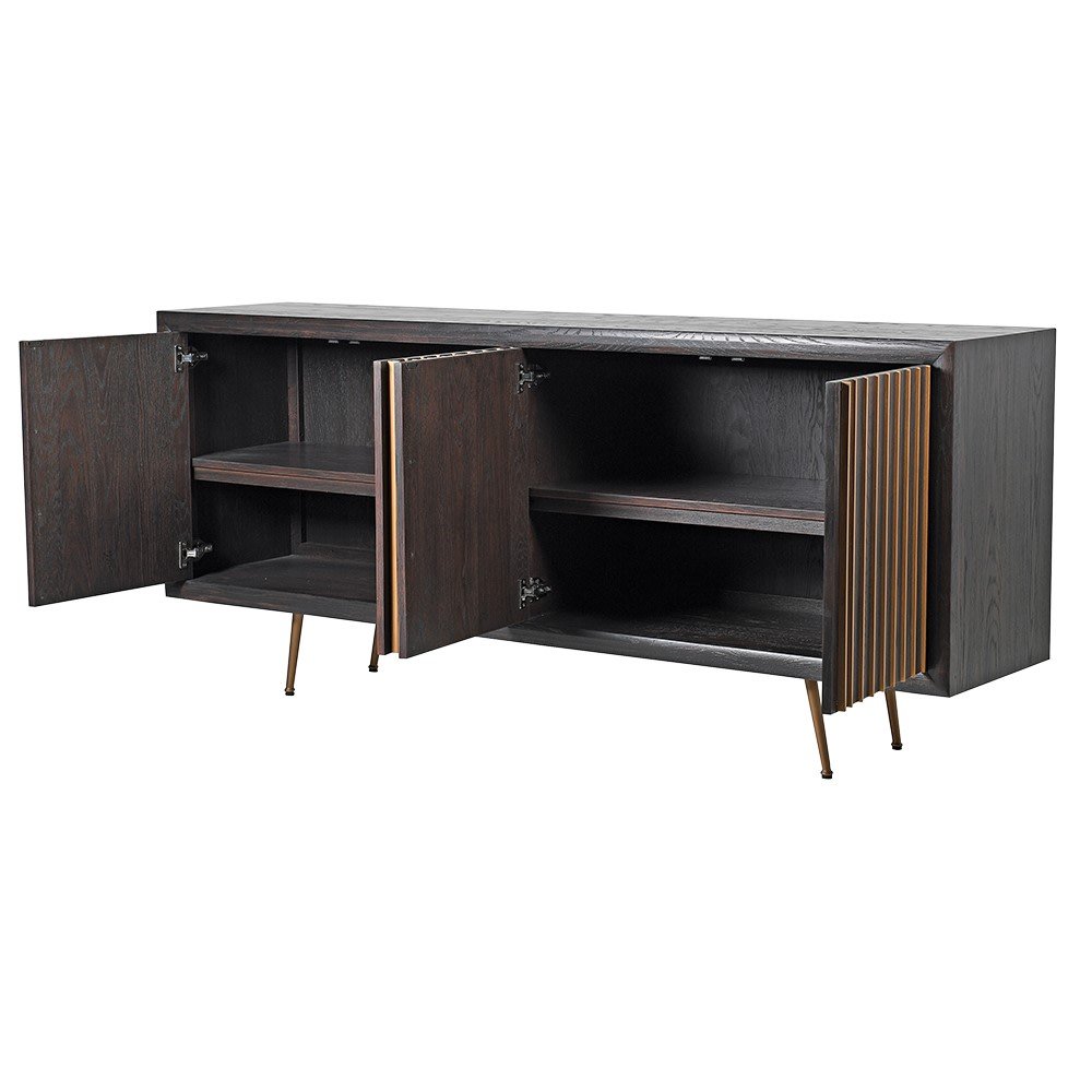 Gold Slatted Sideboard - Elegant Storage Solution - LUXONAS