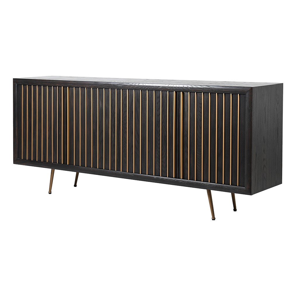 Gold Slatted Sideboard - Elegant Storage Solution - LUXONAS