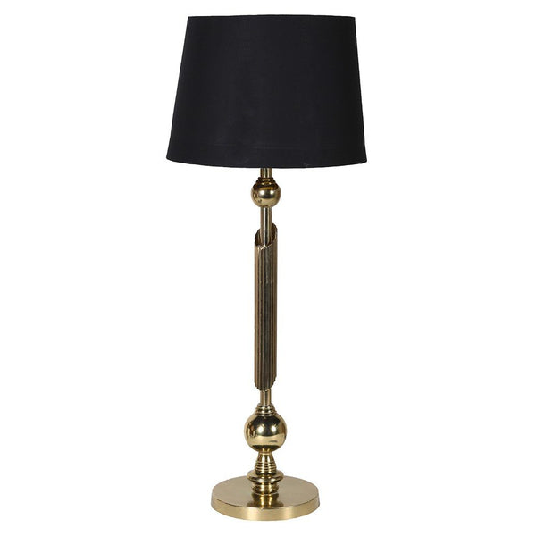 Gold Stem Table Lamp with Black Shade