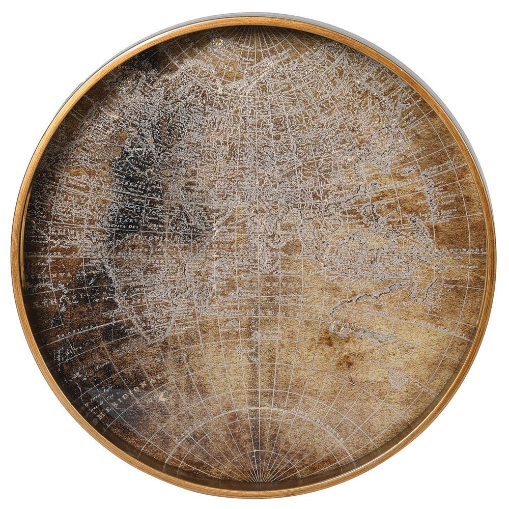 Gold World Map Tray - Elegant Decorative Serving Tray - LUXONAS