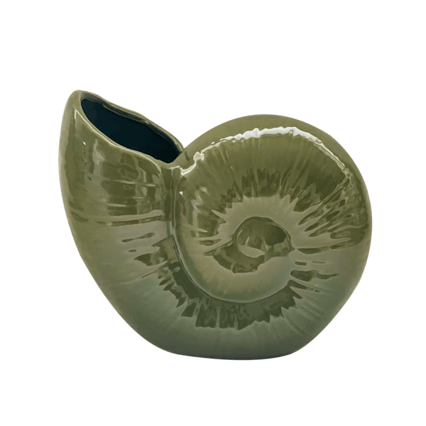Green Ceramic Shell Vase