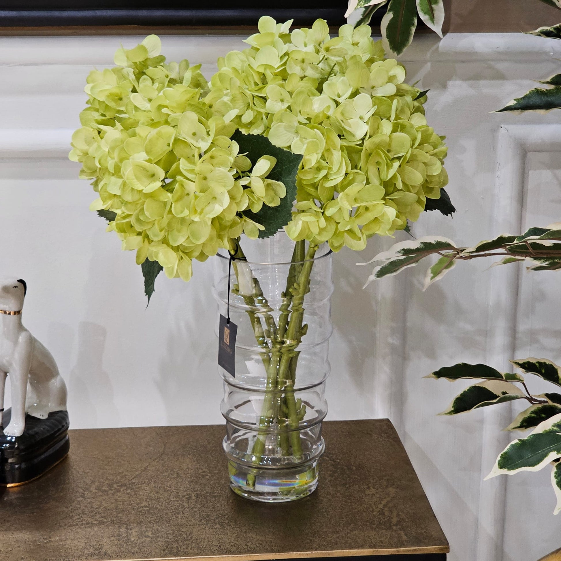 Green Hydrangea Arrangement in Glass Vase - LUXONAS