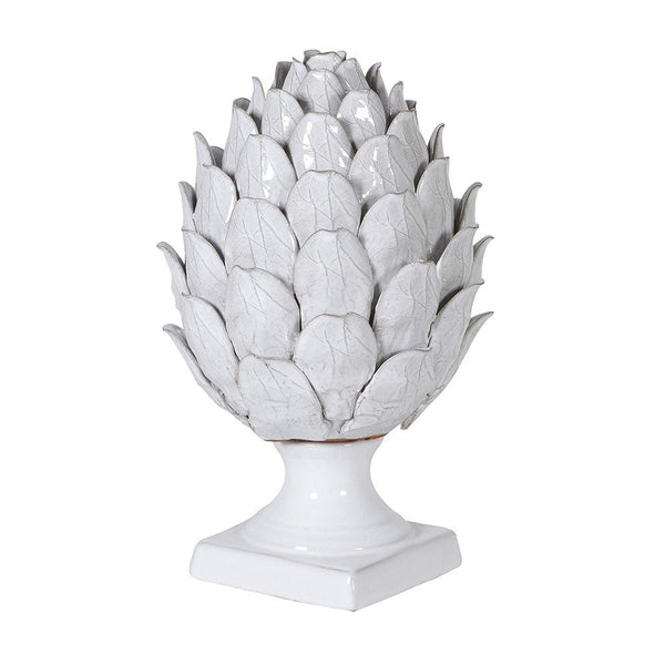 Grey Ceramic Artichoke Sculpture with Base