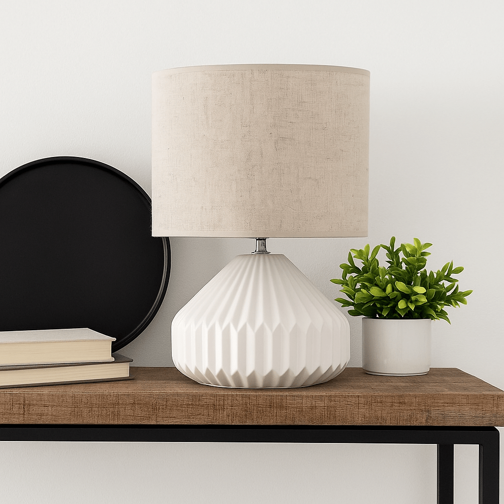 Grey Linen Shade Table Lamp - LUXONAS