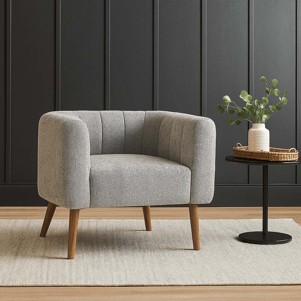 Grey Polyester Armchair - Stylish Comfort for Urban Spaces - LUXONAS