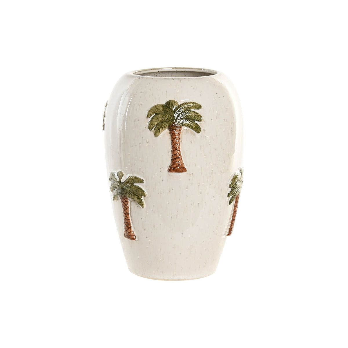 Hand-Painted Palm Ceramic Vase