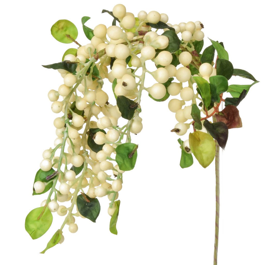 Hanging Cream Berry Foliage 55cm - LUXONAS