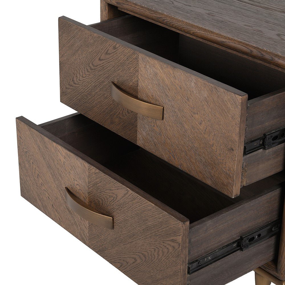 Hartlon Bedside Table - Oak and Oak Veneer - LUXONAS