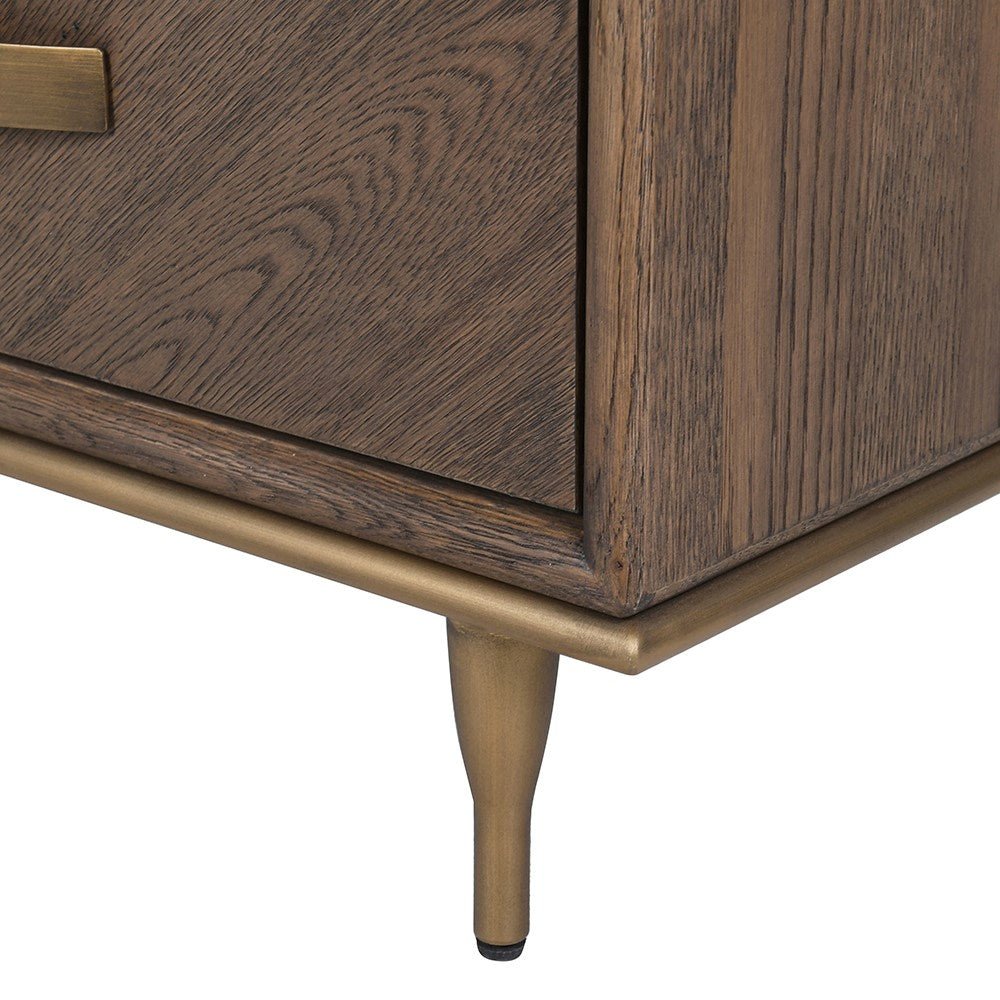 Hartlon Bedside Table - Oak and Oak Veneer - LUXONAS