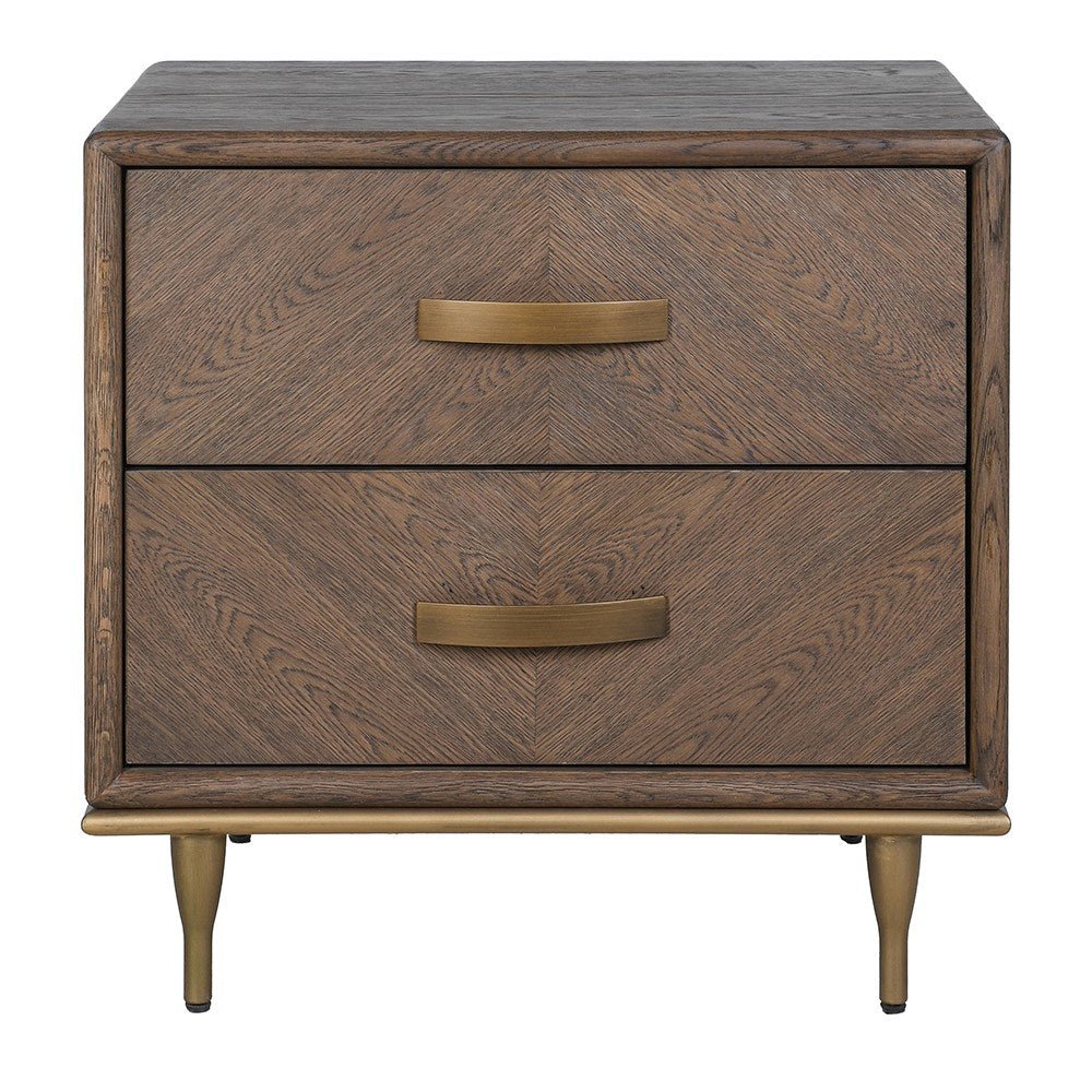 Hartlon Bedside Table - Oak and Oak Veneer - LUXONAS