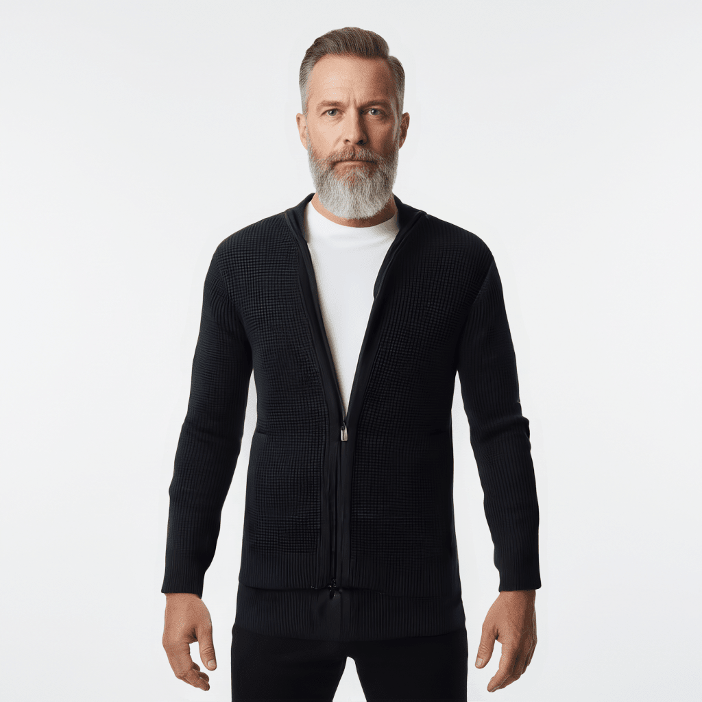 Honey Comb Cotton Zip-Up