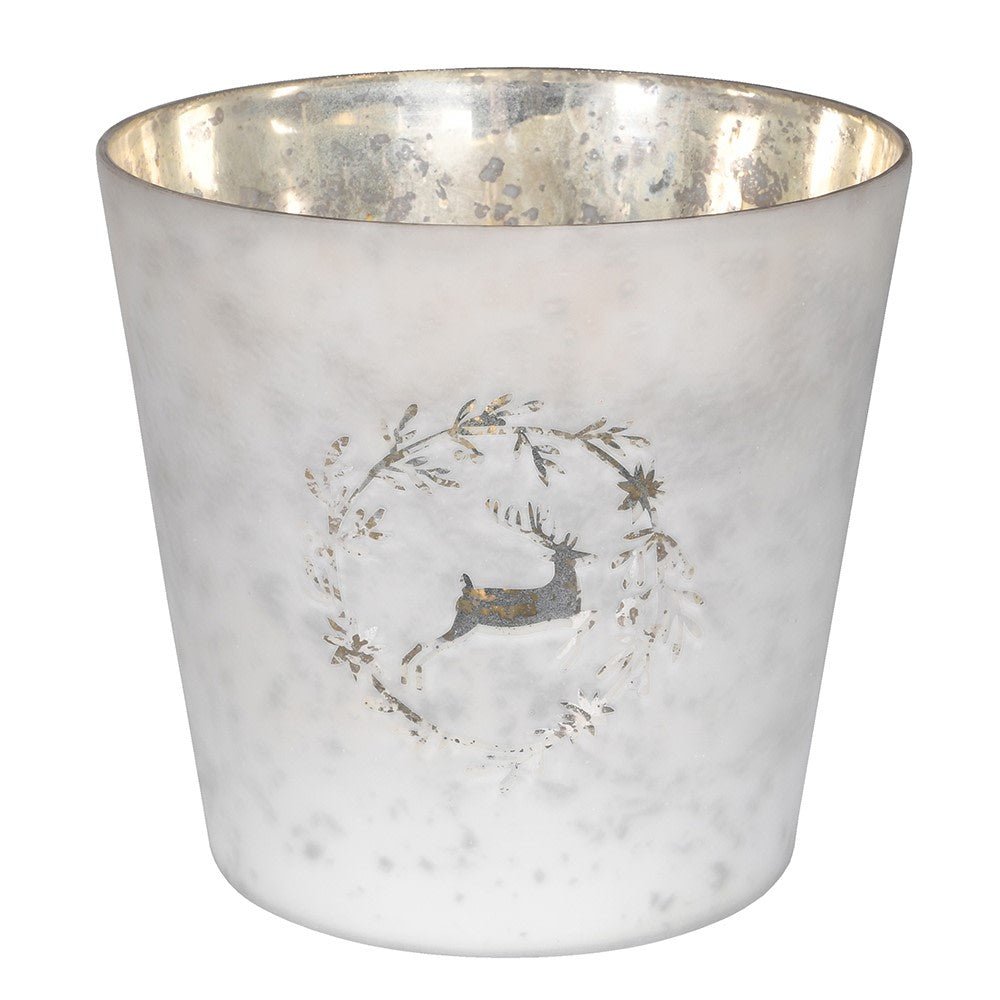 Iced Reindeer Hurricane - Elegant Holiday Decor - LUXONAS