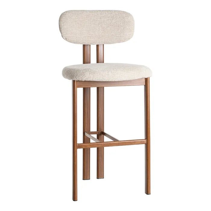 Japa Cream Fabric Metal Stool