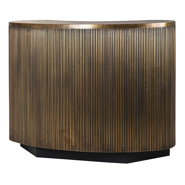 Krissa Brass Ribbed Bar - Elegant and Functional Home Bar