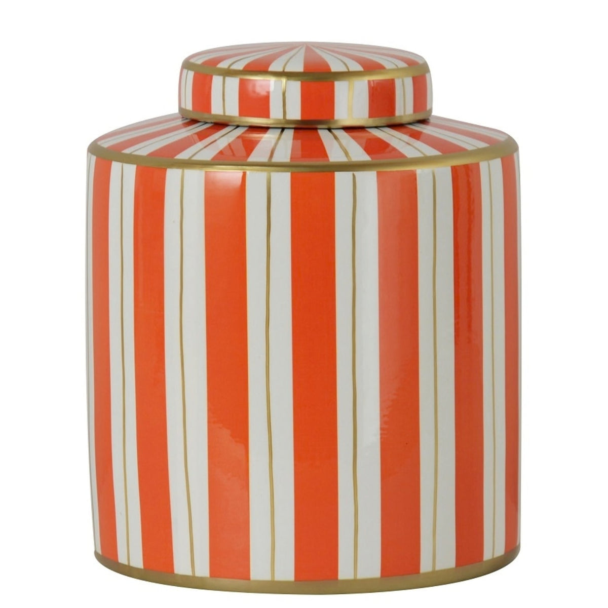 Large Ceramic Orange & White Jar 'Stripe'